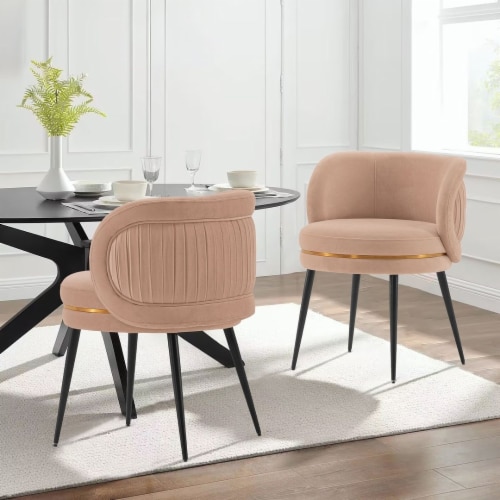 Manhattan Comfort Modern Kaya Pleated Velvet Dining Chair in Mint Green - Set of 2