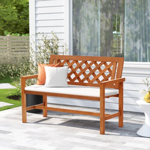 LuxenHome Laguna Solid Wood Outdoor Loveseat Bench Each Fry s Food Stores