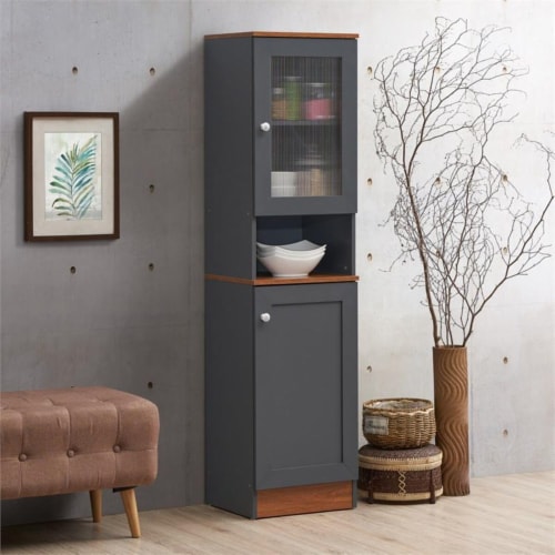 63 Tall Slim Open Shelf Plus Top and Bottom Enclosed Storage Kitchen ...