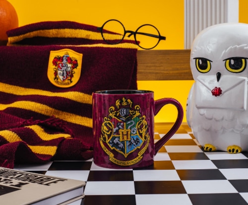 Harry Potter Hogwarts Glitter Crest Ceramic Mug | Holds 14 Ounces Perspective: top