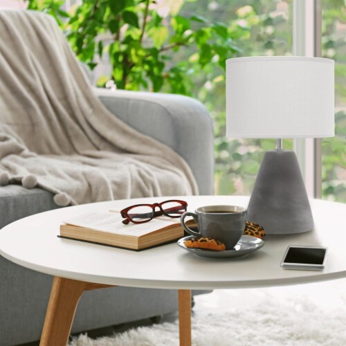 Simple Designs Concrete Pinnacle Table Lamp in Gray with Gray Shade Perspective: top