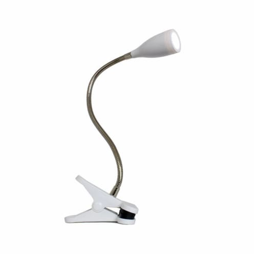 LimeLights Plastic Flossy Flexible Gooseneck LED Clip Lamp in White Perspective: top