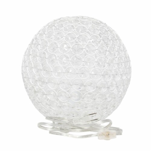 Elegant Designs Metal 10 Ellipse Sequin Crystal Ball Table Lamp in White, 1
