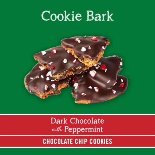 Tate's Bake Shop Holiday Cookie Bark, Chocolate Chip Cookies with Dark Chocolate and Peppermint Perspective: top