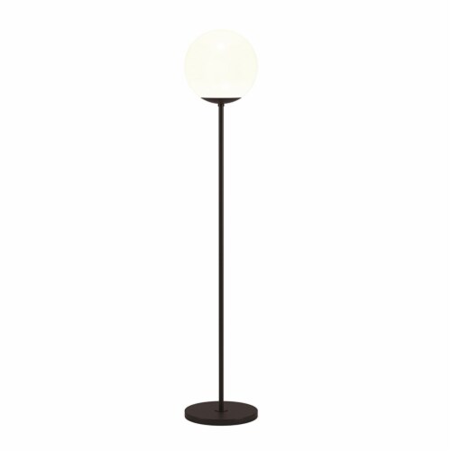 Metal Globe & Stem Floor Lamp in Black - Henn&Hart Perspective: top
