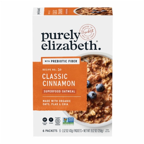 Purely Elizabeth with Prebiotic Fiber Classic Cinnamon Superfood Oatmeal Multipack Perspective: top