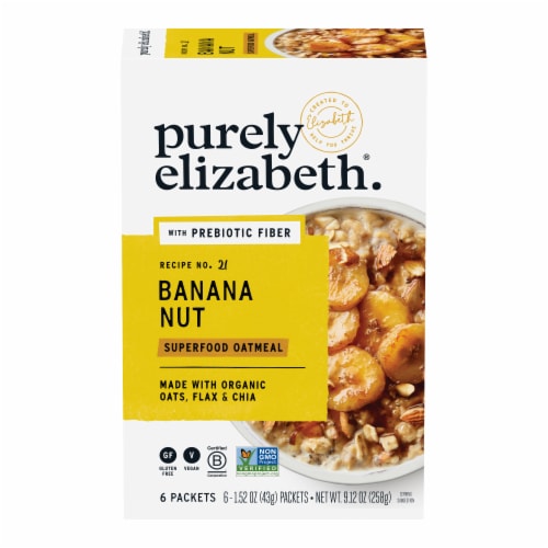 Purely Elizabeth Banana Nut Superfood Oatmeal with Prebiotic Fiber Multipack Perspective: top