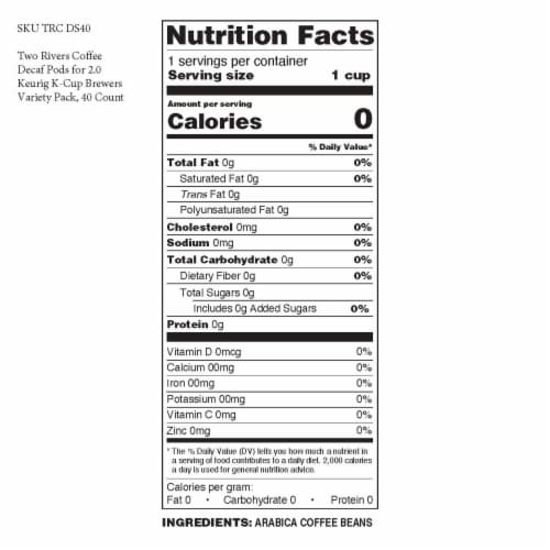 Two Rivers Coffee Decaf Pods for 2.0 Keurig K-Cup Brewers Variety Pack, 40 Count Perspective: top