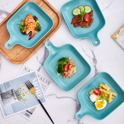 Bruntmor Light Blue 6.5 Square Set Of 4 Porcelain Serving Plates Perspective: top