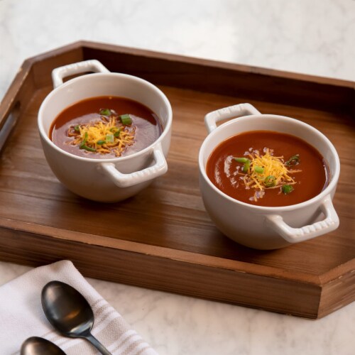 Bruntmor 24 Oz x 4 Soup Mugs White - French Onion Soup Bowls W/ Handles & Lids Perspective: top