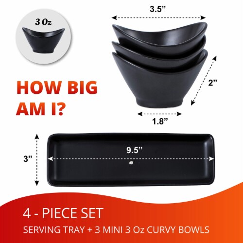 Bruntmor Black Ceramic Dinner Plates Set - 10 Dish Set, Curvy Design Perspective: top