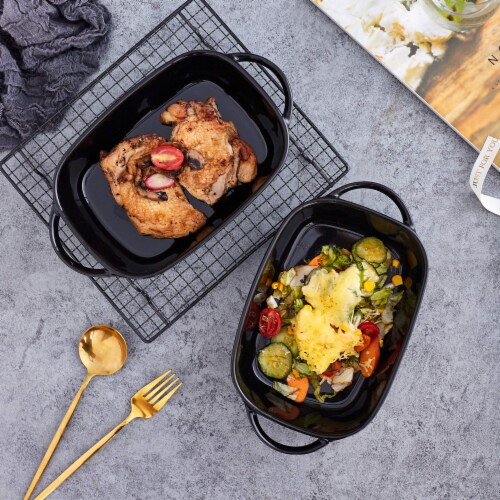 Bruntmor 9 x5  Matte Black Baking Pans Set of 4 | Ceramic Bakeware Perspective: top