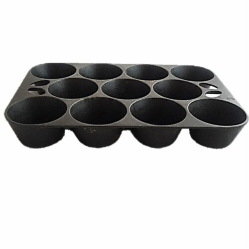 Bruntmor 11 Cup Muffin Pan - Premium Cast Iron Non-Stick Baking Tool Perspective: top