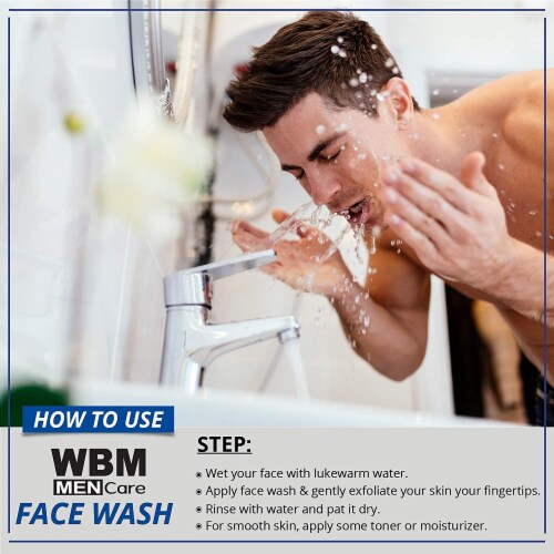 WBM Men Care Face Wash, Purifying & Hydrating Charcoal Cleanser, For All Skin Types | 5.29 Oz Perspective: top