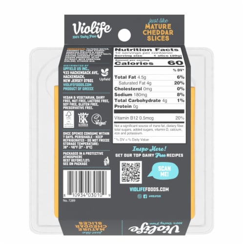 Violife Just like Mature Cheddar Slices, Dairy-Free Vegan Perspective: top