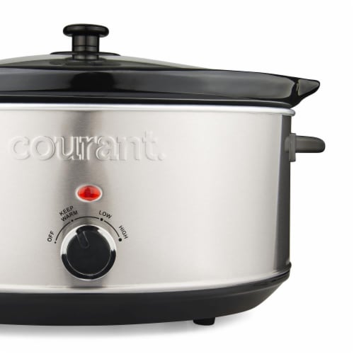 7.0 Quart Oval Slow Cooker, Stainless Steel Perspective: top