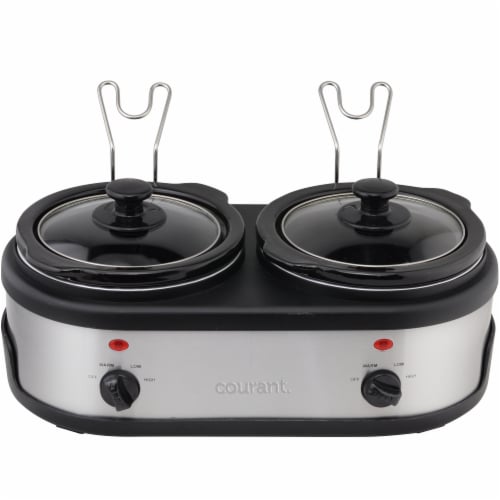 Courant 1.6-QT Double Slow Cooker - Stainless Steel Perspective: top