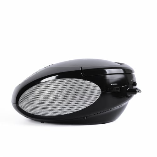 Riptunes CD player Boombox- Portable Black Aux-In CD Boombox, AM/FM Radio- Black Perspective: top