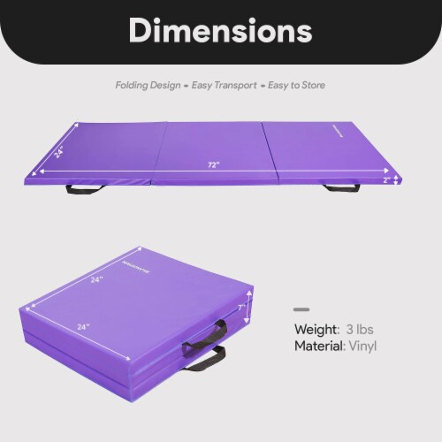 BalanceFrom Fitness GoGym 6x2ft Folding 3 Panel Exercise Mat w/Handles,  Purple, 1 Piece - Kroger