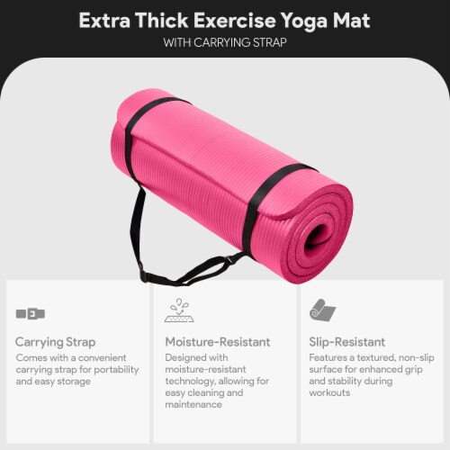 BalanceFrom GoCloud 1 Extra Thick Exercise Yoga Mat with Carrying Strap, Pink, 1 Piece - Fry's Food Stores BalanceFrom GoCloud 1 Extra Thick Exercise Yoga Mat with Carrying Strap, Pink, 1 Piece - Fry's Food Stores
