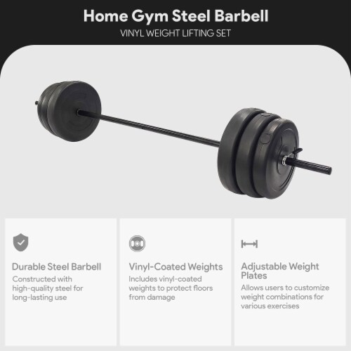 BalanceFrom Fitness Home Gym Steel Barbell Vinyl Weight Lifting