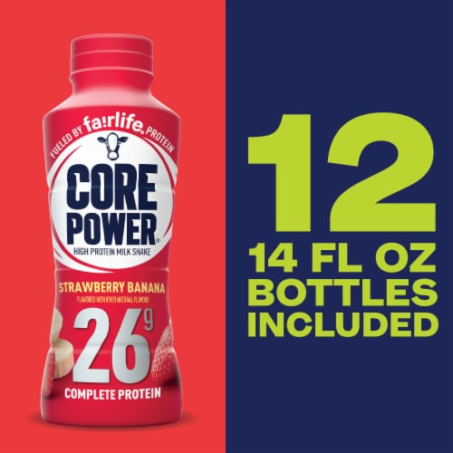 Core Power Strawberry Banana Protein Shake Perspective: top