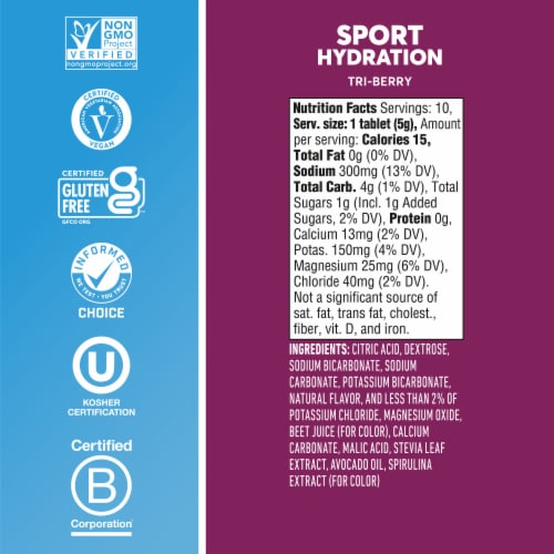 Nuun Sport Electrolyte Tablets for Proactive Hydration, Tri Berry Flavor Perspective: top
