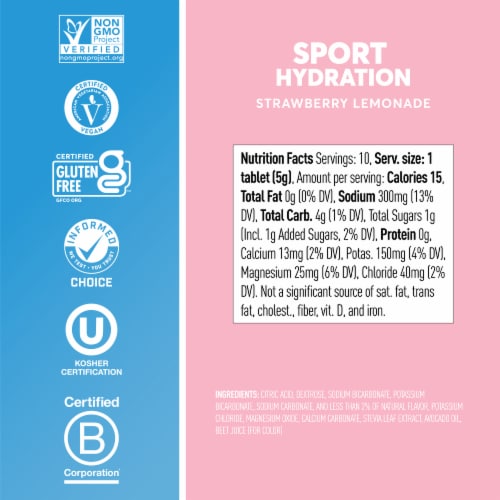 Nuun Sport Electrolyte Tablets for Proactive Hydration, Strawberry Lemonade Flavor Perspective: top