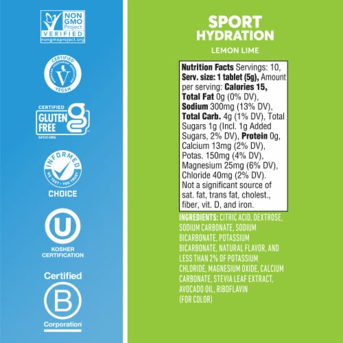 Nuun Sport Electrolyte Tablets for Proactive Hydration, Lemon Lime Flavor Perspective: top