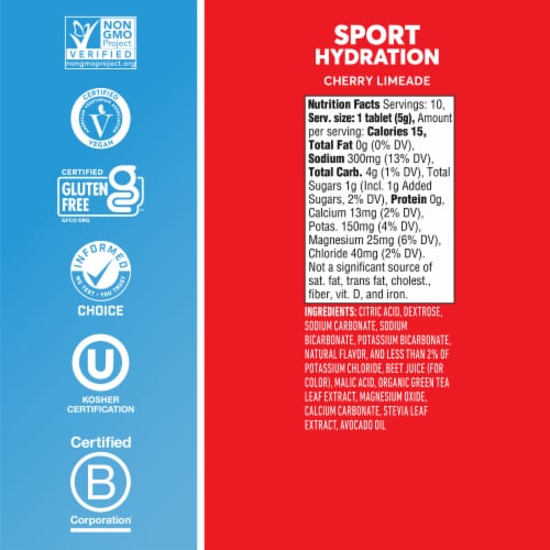 Nuun Hydration Sport + Caffeine Cherry Limeade Effervescent Electrolyte Supplement Tablets Perspective: top