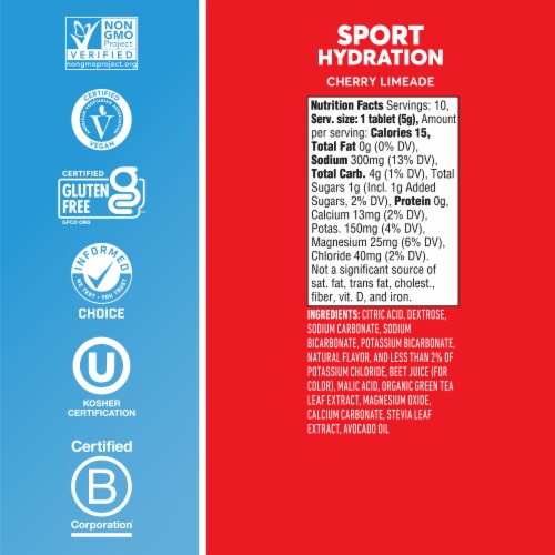 Nuun Sport + Caffeine Electrolyte Tablets for Proactive Hydration, Cherry Limeade Flavor Perspective: top