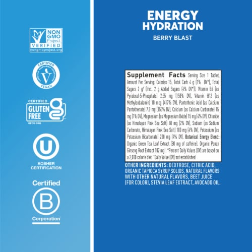 Nuun Energy Electrolyte Tablets for Proactive Hydration, Berry Blast Flavor Perspective: top