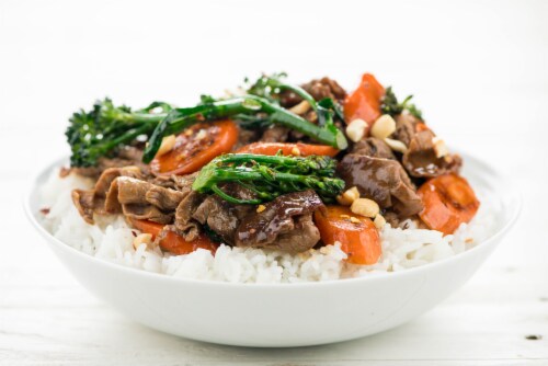 Home Chef Meal Kit Japanese Steak Bento Bowl Perspective: top