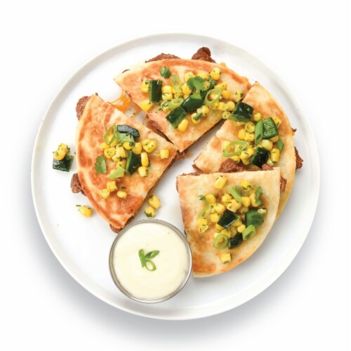 Home Chef Complete Meal Kit BBQ Ranch Steak Quesadillas Perspective: top