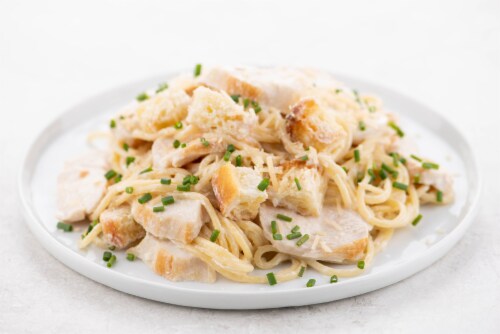 Home Chef Meal Kit Chicken Scampi Spaghetti With Lemon And Ciabatta Croutons Perspective: top