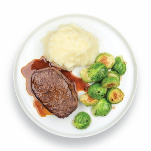 Home Chef Compete Meal Kit Sherry Wine Demi-Glace Sirloin Steak Perspective: top