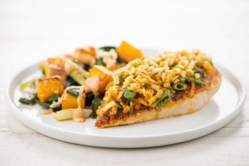 Home Chef Meal Kit Cheddar & Crispy Potato Crusted Chicken With Jalapeno Ranch Roasted Vegetables Perspective: top