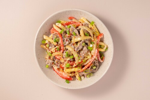 Home Chef Meal Kit Creamy Parmesan Steak Penne Perspective: top