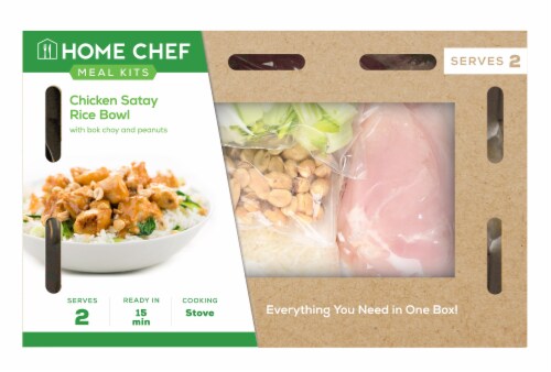Home Chef Meal Kit Chicken Satay Rice Bowl With Bok Choy And Peanuts Perspective: top