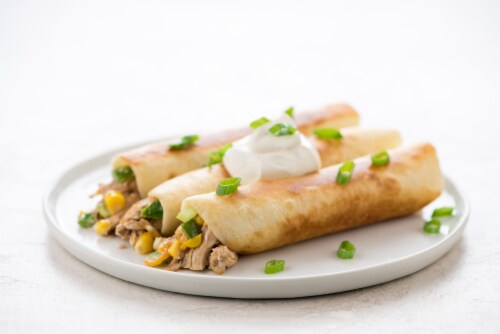 Home Chef Meal Kit Chicken Jalapeno Popper Flautas With Sour Cream And Corn Perspective: top