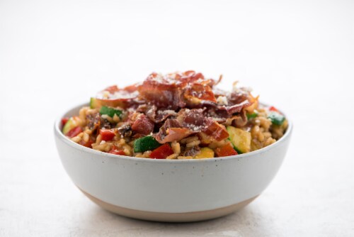 Home Chef Meal Kit Prosciutto Ratatouille Risotto With Parmesan And Sun-Dried Tomatoes Perspective: top