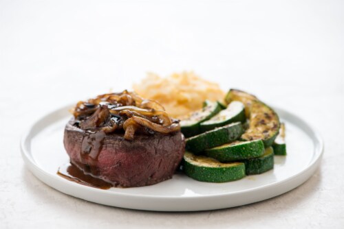 Home Chef Meal Kit Sirloin Steak with Balsamic Onion Jam Perspective: top