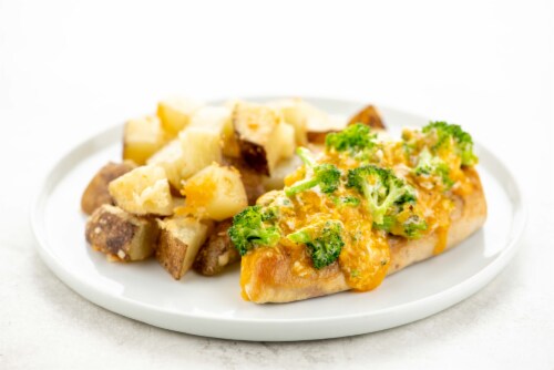 Home Chef Meal Kit Broccoli-Cheddar Crusted Chicken With Parmesan-Roasted Potatoes Perspective: top