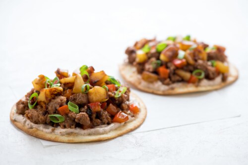 Home Chef Meal Kit Maui Pork Tostadas With Ginger-Garlic Sour Cream And Red Pepper Perspective: top
