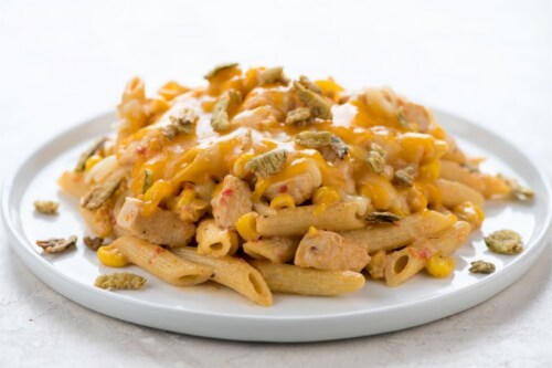 Home Chef Oven-Ready Chipotle Chicken Alfredo Baked Penne Perspective: top