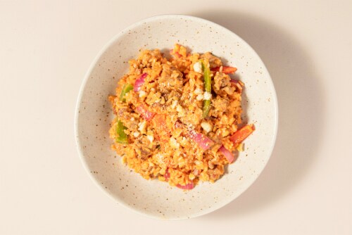 Home Chef Oven Kit Italian Sausage Stuffed Pepper Risotto Perspective: top
