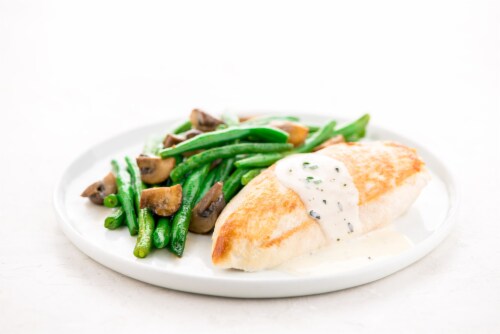 Home Chef Meal Kit Lemon Herb Beurre Blanc Chicken With Mushrooms and Green Beans Perspective: top