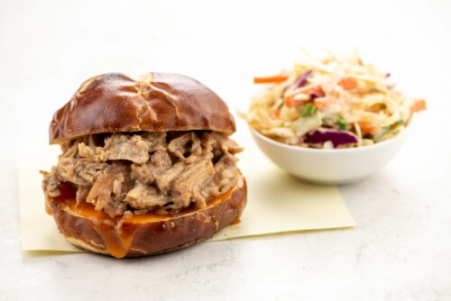 Home Chef Meal Kit Apple and Honey Mustard Pulled Pork Sandwich With Chipotle Ranch Slaw Perspective: top