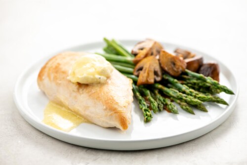 Home Chef Meal Kit Truffle Butter Chicken Breast with Mushrooms and Asparagus Perspective: top