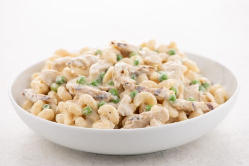Home Chef Heat And Eat Family Chicken Alfredo With Cavatappi Pasta And Peas Perspective: top